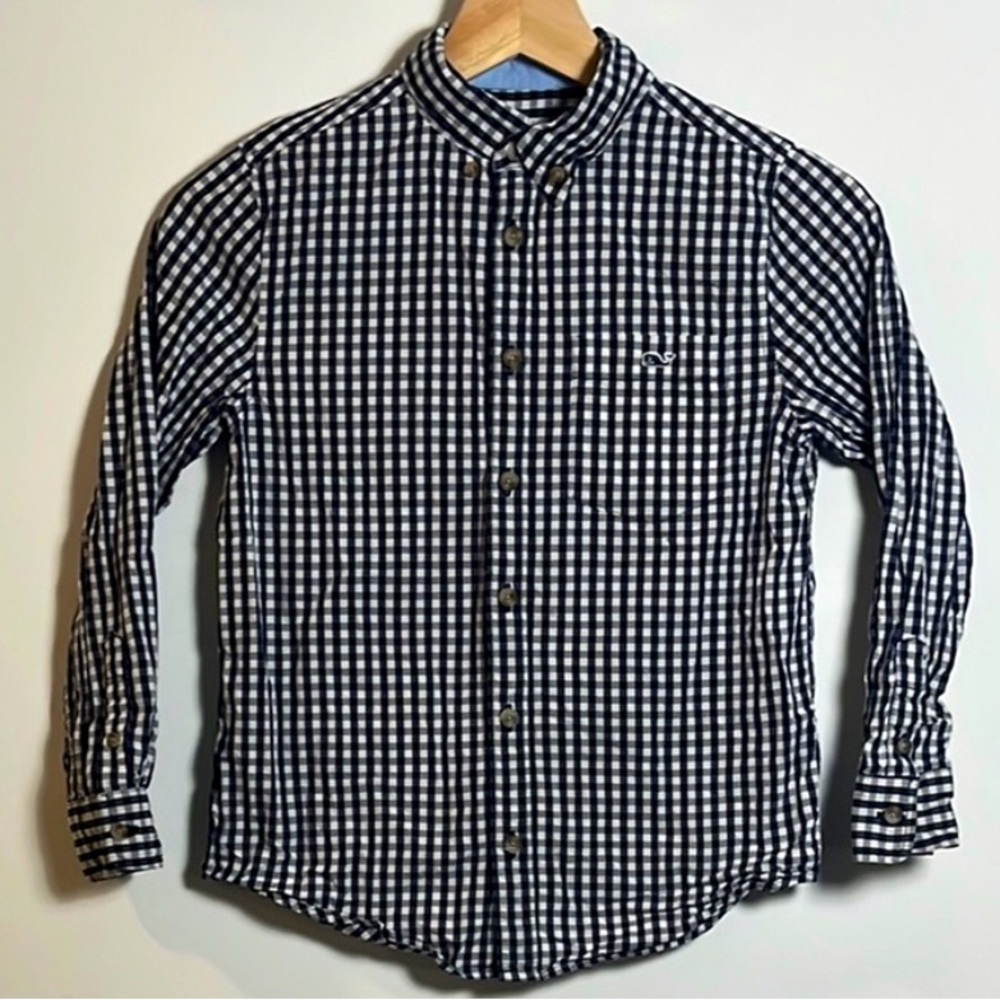 Vineyard Vines Boys 6/7 Button Down Shirt - Navy Blue & White